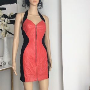 Cache red leather dress New W/tag